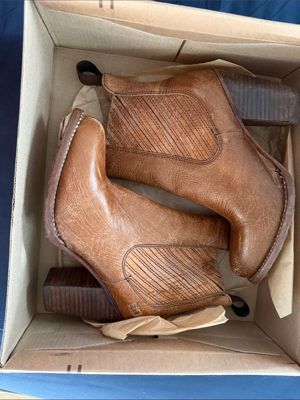 Frye Brown Leather Western Chelsea Booties